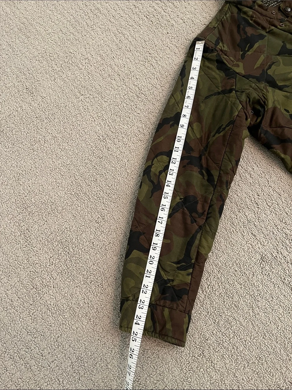 J Crew Men's Camouflage Quilted Jacket - Olive/Brown
